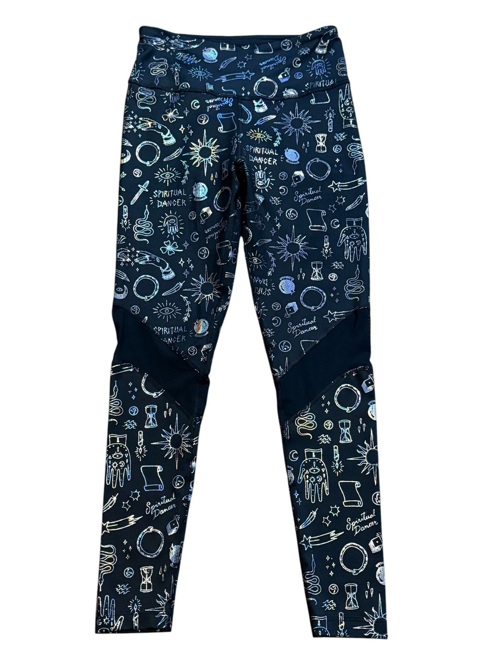 Zumba Fitness Future High Waisted Spiritual Dancer Cosmic Motif Ankle Leggings S